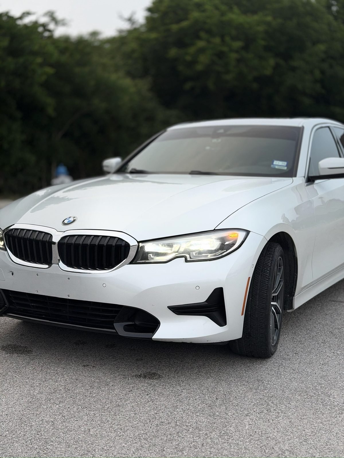 Exterior detail on a white BMW 3 Series